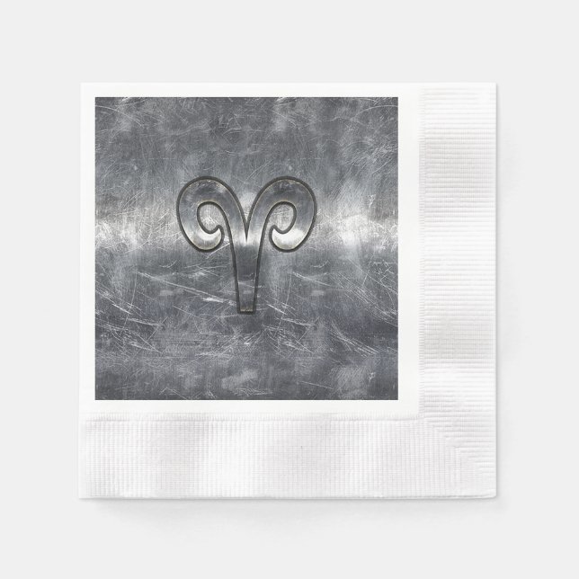 Servilleta De Papel Moderno Aries Zodiac Rótulo Grunge Molestias Estil (Anverso)
