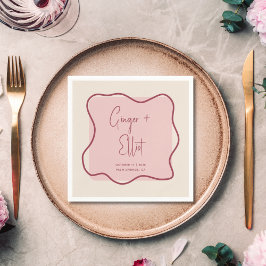 Servilleta De Papel Moderno audaz marco ondulado Magenta Boda rosa