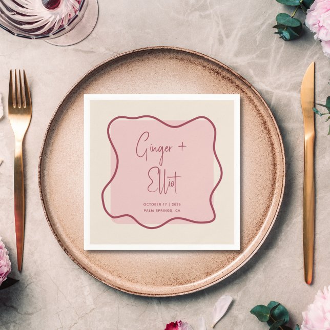 Servilleta De Papel Moderno audaz marco ondulado Magenta Boda rosa (Subido por el creador)