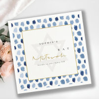 MODERNO AZUL ÍNDIGO ACUARELA PUNTOS BAR BAT MITZVA