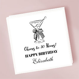 Servilleta De Papel Moderno B&W Cheers to 30 años Napkin de cumpleaños