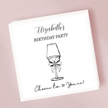 Moderno B&W Cheers to 30 años Napkins de Cumpleaño