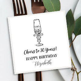 Servilleta De Papel Moderno B&W Cheers to 30 años Napkins de Cumpleaño