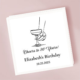 Servilleta De Papel Moderno B&W Cheers to 30 años Napkins de Cumpleaño