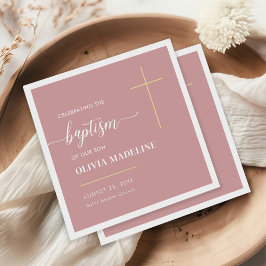 Servilleta De Papel Moderno Baptismo Mínimo de Oro