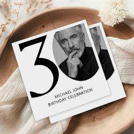 Servilleta De Papel Moderno Black & White 30th Photo Birthday