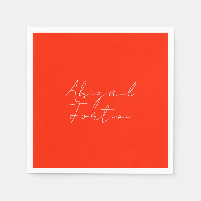 Servilleta De Papel Moderno blanco rojo minimalista (Anverso)