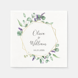 Servilleta De Papel Moderno Boda de cuadro geométrico simple eucalipto