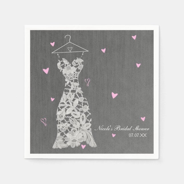 Servilleta De Papel Moderno Boda de encaje vestido Moda gris ducha de  (Anverso)