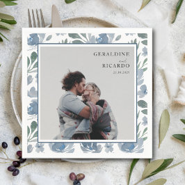 Servilleta De Papel Moderno Boda de fotografía y azul turbulento