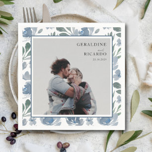 Servilleta De Papel Moderno Boda de fotografía y azul turbulento