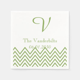 Servilleta De Papel Moderno Boda de monograma Chevron verde Napkin