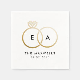 Servilleta De Papel Moderno Boda Dorado Anillos Cocktail Napkin
