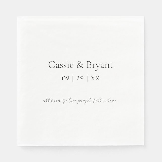 Servilleta De Papel Moderno Boda elegante blanco y negro (Anverso)