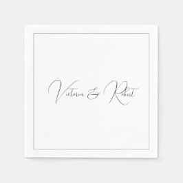 Servilleta De Papel Moderno Boda elegante en blanco y negro