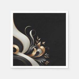 Servilleta De Papel Moderno Boda elegante negro y oro