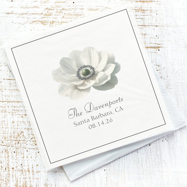 Servilleta De Papel Moderno Boda floral blanco y negro elegante (Subido por el creador)