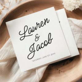 Servilleta De Papel Moderno Boda Minimalista mínimo negro y blanco