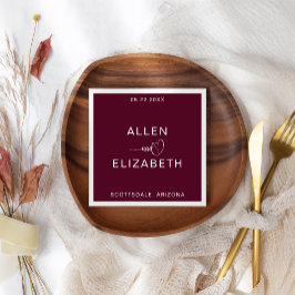 Servilleta De Papel Moderno Boda personalizado de estilo burdeos