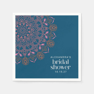 Servilleta De Papel Moderno Bohemio Azul Mandala Ducha de Novia Person