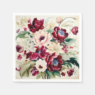 Servilleta De Papel Moderno Bouquet De Bebalgas Y Hojas Verdes