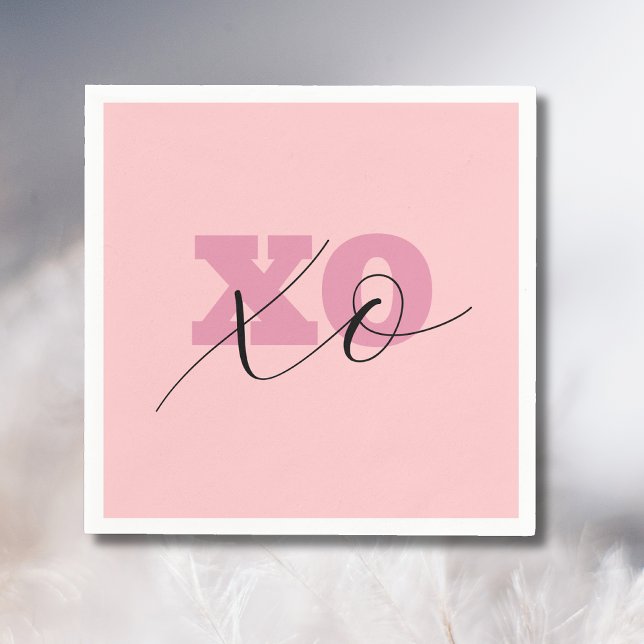 Servilleta De Papel Moderno Candy Pink Black XOXO Valentine (Subido por el creador)