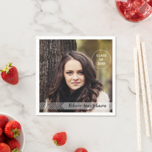 Servilleta De Papel Moderno Chevron Overlay Full Photo Graduation