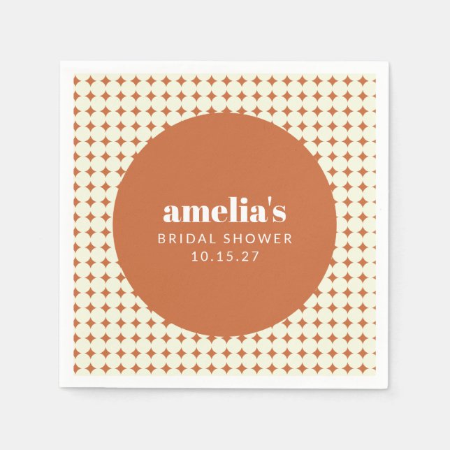 Servilleta De Papel Moderno Chic Terracota Puntos Bridal Shower Person (Anverso)