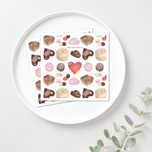 Servilleta De Papel Moderno Chocolate Candy Confección Patrón cardíaco (Subido por el creador)