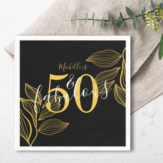 Servilleta De Papel Moderno Cincuenta y Fabuloso Negro y Oro (Subido por el creador)
