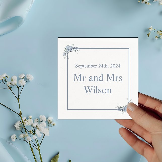 Servilleta De Papel Moderno cóctel Dusty Blue Floral Dinner (Subido por el creador)