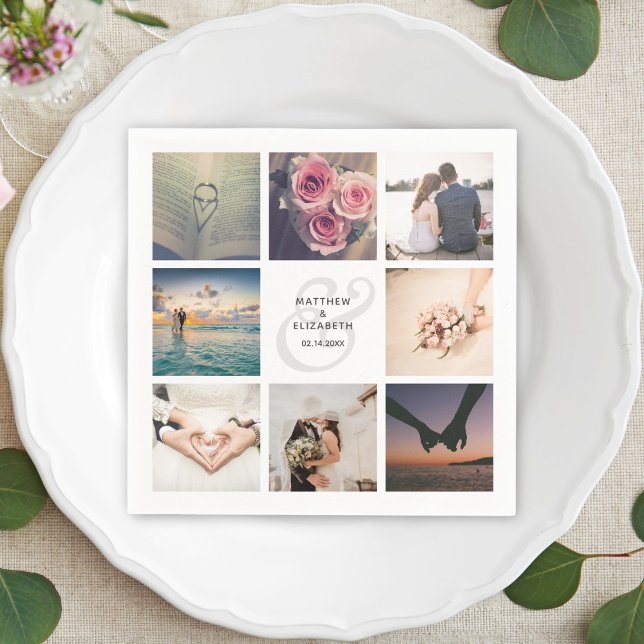 Servilleta De Papel Moderno Collage de fotos elegante de Ampersand y B (Subido por el creador)