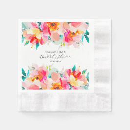 Servilleta De Papel Moderno color de agua rosa floral con ducha de nov