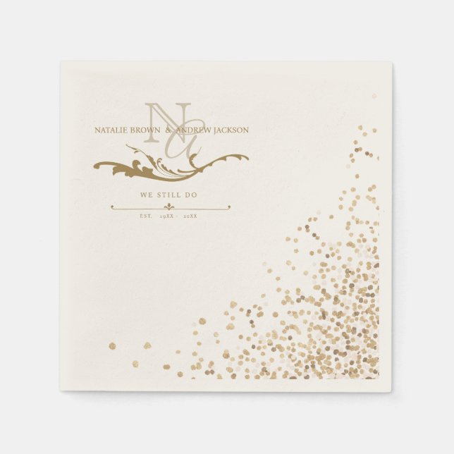 Servilleta De Papel Moderno CUALQUIER pareja Aniversario Monograma Nap (Anverso)