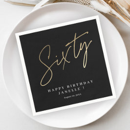 Servilleta De Papel Moderno cumpleaños 60 elegante simple