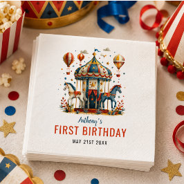 Servilleta De Papel Moderno Cumpleaños de Circo Carnaval Festivo 1er C