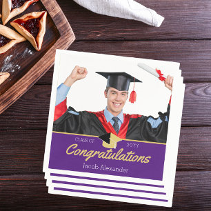 Servilleta De Papel Moderno curso de graduación Photo Purple de 20xx