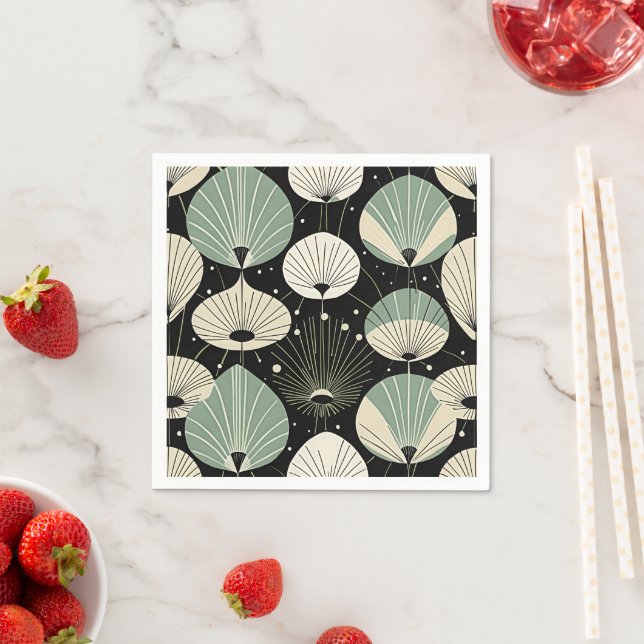 Servilleta De Papel Moderno de mediados de siglo Drops atómicos Verde  (In situ)