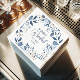 Servilleta De Papel Moderno Dusty Blue Floral Boho Bridal Shower