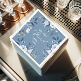 Servilleta De Papel Moderno Dusty Blue Floral Boho Bridal Shower