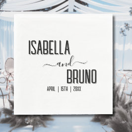 Servilleta De Papel Moderno, elegante Boda de texto negro personalizad