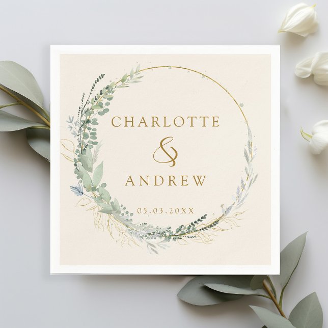 Servilleta De Papel Moderno, elegante, eucalipto, boda beige (Subido por el creador)