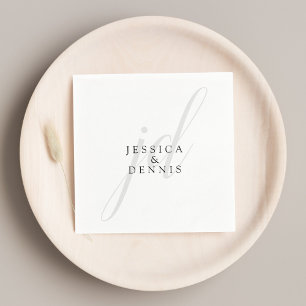 Servilleta De Papel Moderno Elegante Logotipo de Letra Inicial de Boda