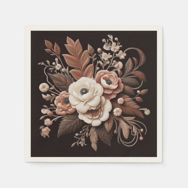 Servilleta De Papel Moderno Elegante País Occidental - Floral (Anverso)