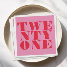 Moderno Elegante Rojo Rosa Negrita 21 cumpleaños