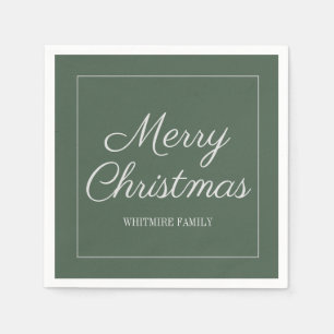 Servilleta De Papel Moderno Elegante Verde Gris Feliz Navidad