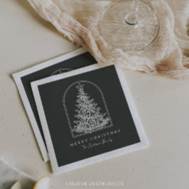 Servilleta De Papel Moderno Esbozo de árbol de Navidad Arch Boho Holid