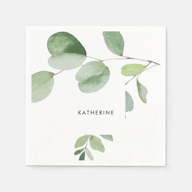 Servilleta De Papel Moderno Eucalyptus Bridal Shower II (Anverso)