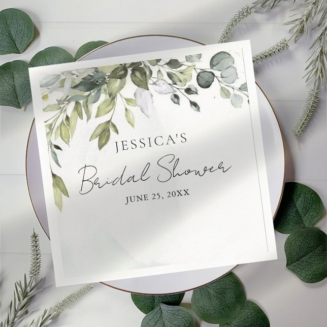 Servilleta De Papel Moderno Eucalyptus Bridal Shower Napkins (Subido por el creador)