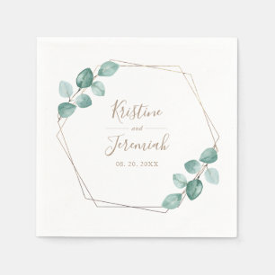 Servilleta De Papel Moderno Eucalyptus Watercolor Café Script Boda